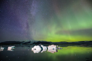 aurores boreales islande - Jokulsarlon