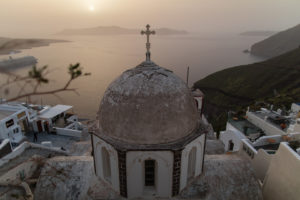 coucher de soleil fira