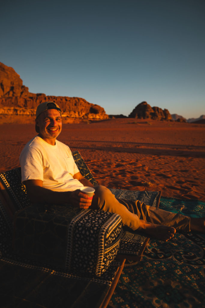 coucher de soleil desert wadi rum jordanie